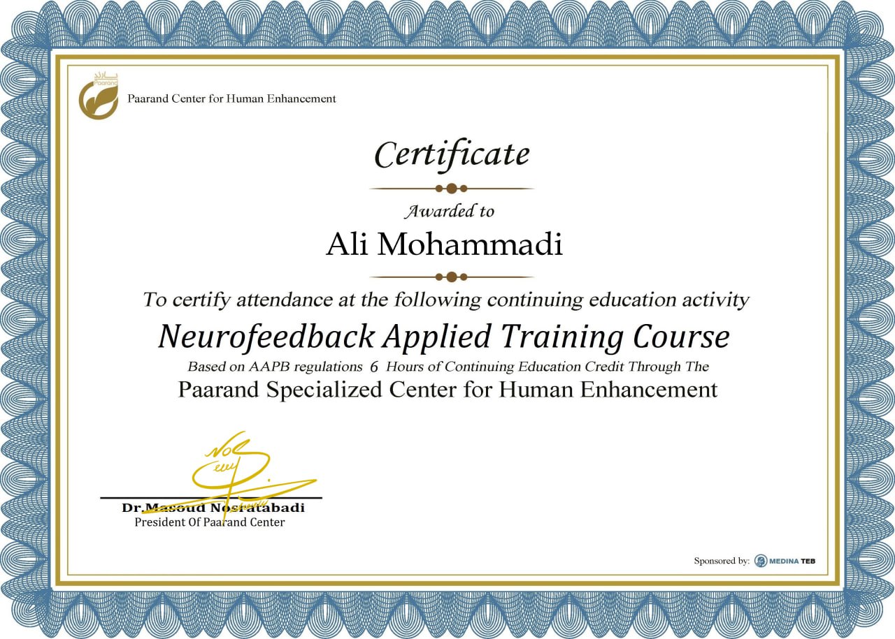 neurofeedback applied training course certificate paarand